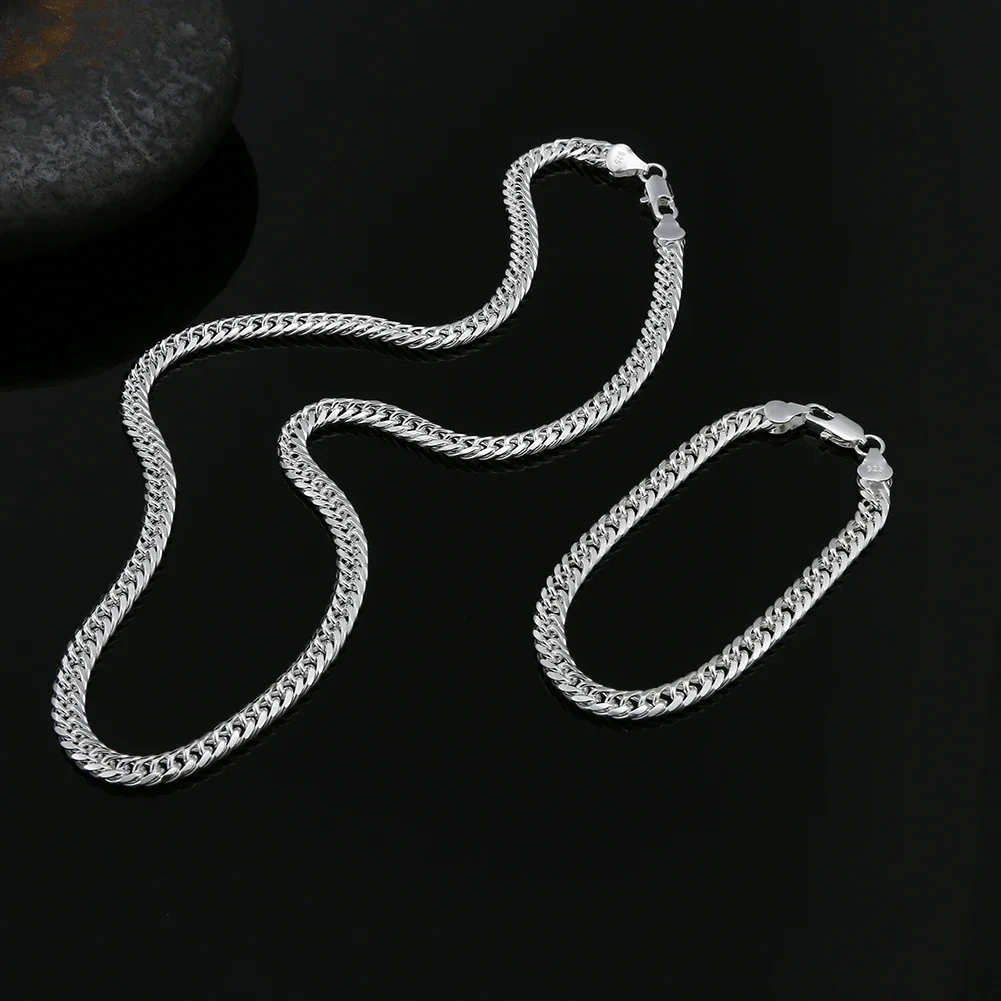 Trendy all-match 925 Stamped Silver 6MM geometric chain man bracelets neckalces for women fashion Party wedding jewelry sets
Trendy all-match 925 Stamped Silver 6MM geometric chain man bracelets neckalces for women fashion Party wedding jewelry sets