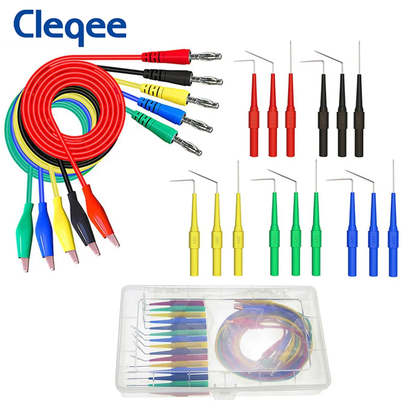 Cleqee P1920 Automotive Back Probes kit 4mm Banana Plug to Alligator Clip Multimeter Test Leads Non-Destrutive Piercing Needles
Cleqee P1920 Automotive Back Probes kit 4mm Banana Plug to Alligator Clip Multimeter Test Leads Non-Destrutive Piercing Needles