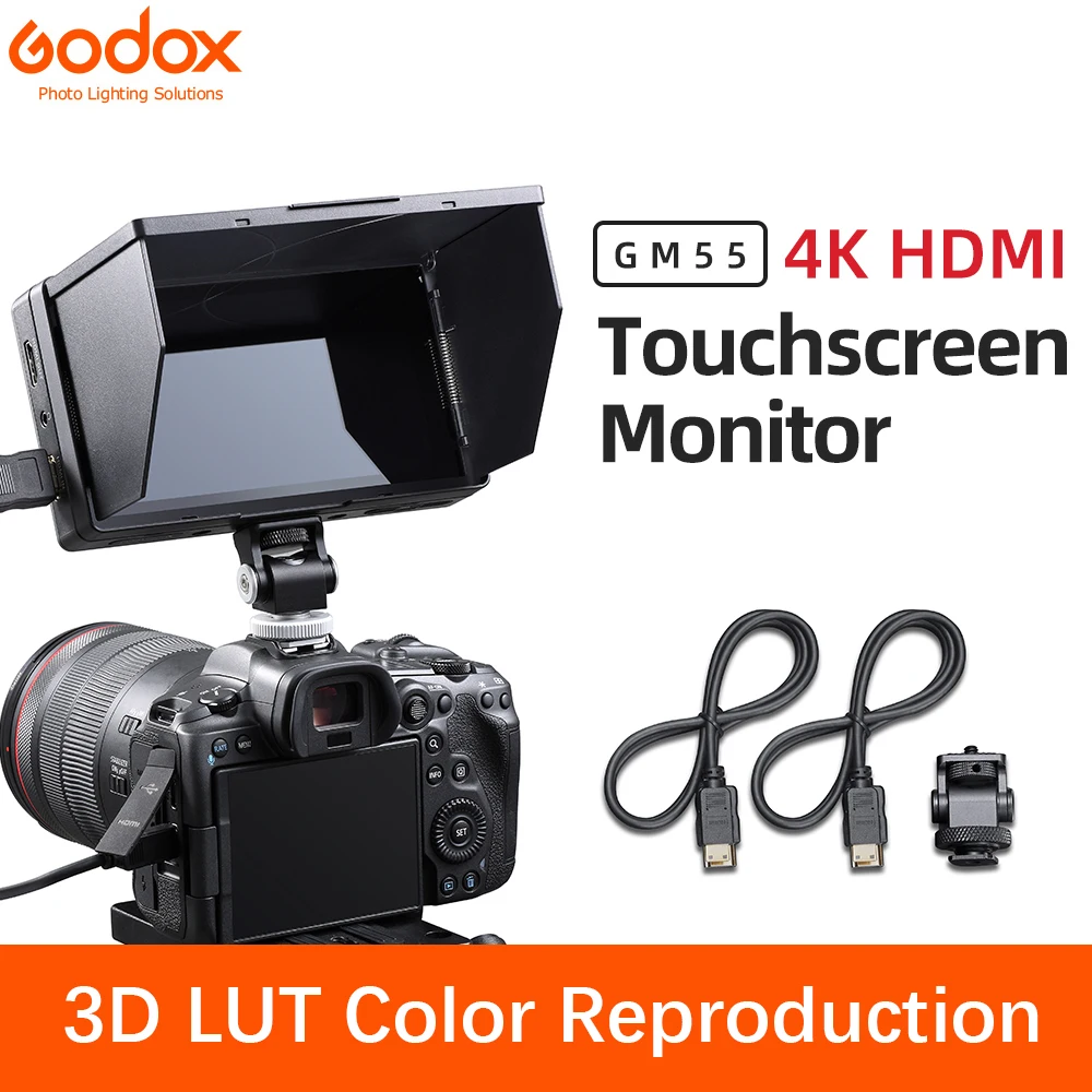 Godox GM55 4K Monitor 5.5 Inch on Camera DSLR 3D LUT Touch Screen IPS FHD 1920x1080 Video 4K HDMI Field Monitor Dslr
Godox GM55 4K Monitor 5.5 Inch on Camera DSLR 3D LUT Touch Screen IPS FHD 1920x1080 Video 4K HDMI Field Monitor Dslr