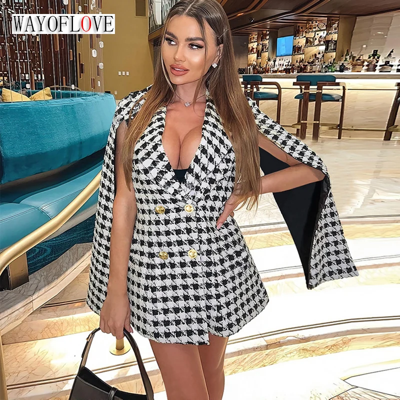 WAYOFLOVE Hepburn Houndstooth Blazer Double Breasted Shawl Coat V Neck Elegant Jackets For Women 2022 Autumn Winter Jacket Women
WAYOFLOVE Hepburn Houndstooth Blazer Double Breasted Shawl Coat V Neck Elegant Jackets For Women 2022 Autumn Winter Jacket Women