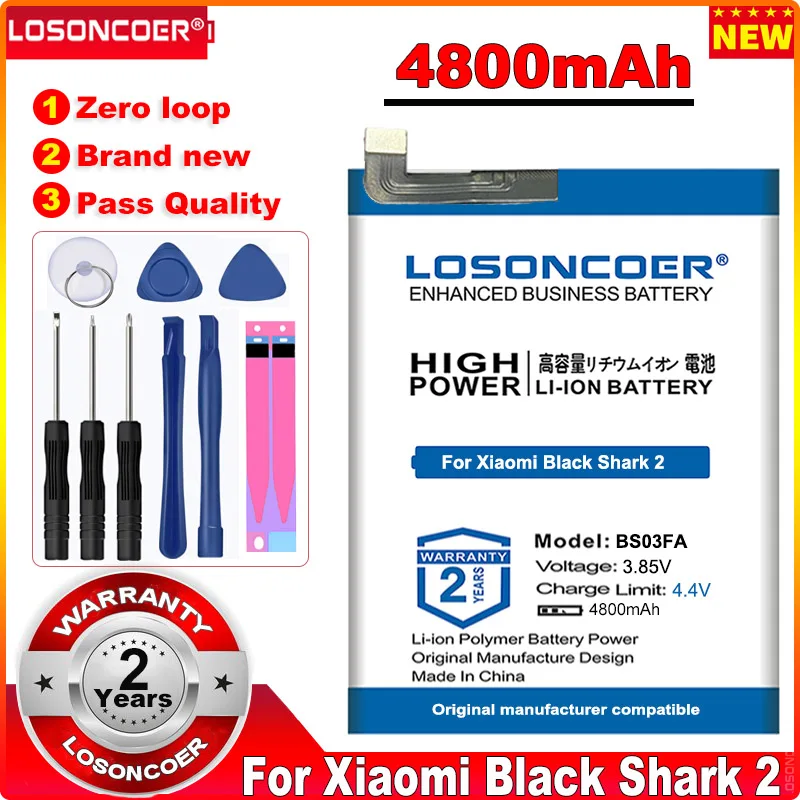 LOSONCOER 0 Cycle 100% New 4800mAh BS03FA BSO3FA Battery for Xiaomi Black Shark 2 Shark2 Batteries
LOSONCOER 0 Cycle 100% New 4800mAh BS03FA BSO3FA Battery for Xiaomi Black Shark 2 Shark2 Batteries