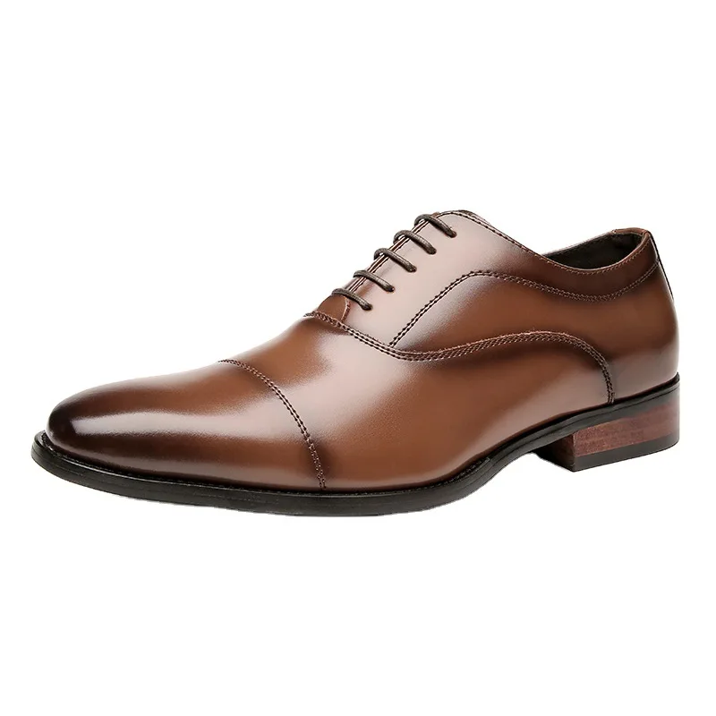 

Мужские классические туфли-оксфорды, коричневые туфли из натуральной кожи, деловой стиль, для офиса и свадьбы,