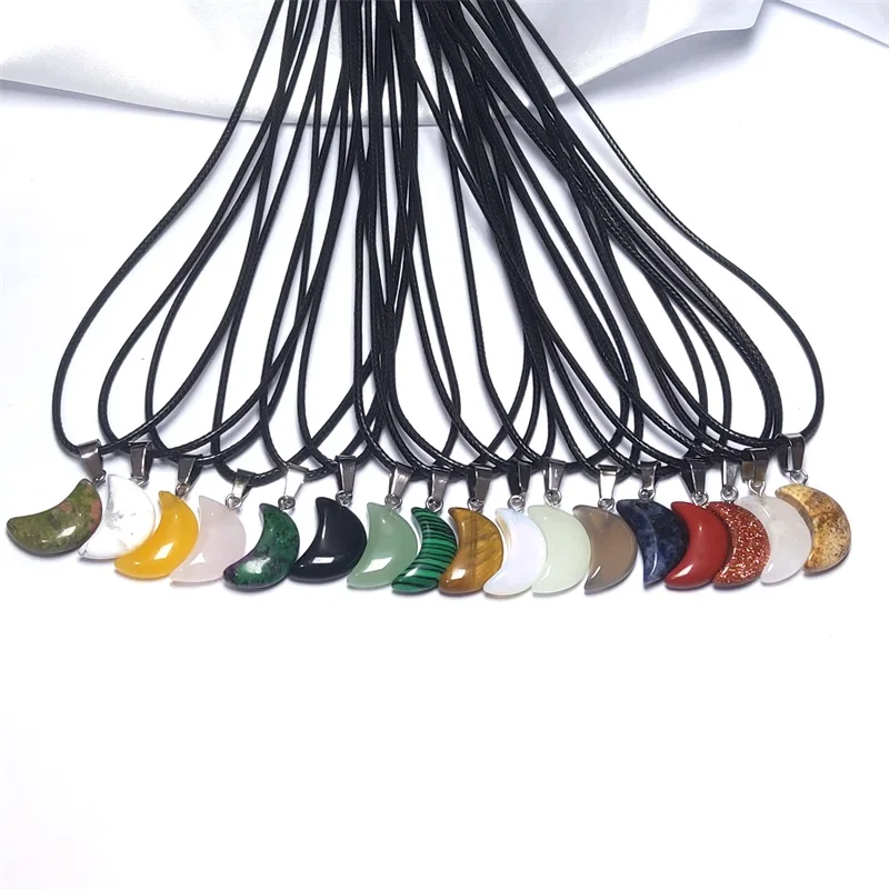 20pcs Trend Natural Stone Crystal Rose Quartz Crescent Moon Pendant Necklace for Women Wholesale Charms Multiple Jewelry Gift
20pcs Trend Natural Stone Crystal Rose Quartz Crescent Moon Pendant Necklace for Women Wholesale Charms Multiple Jewelry Gift