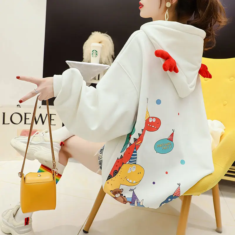 Women Spring Harajuku Black High Street Pink Hoodies Cute Casual Dinosaur Hooded Pullover Kawaii Fall Sweatshirt Tops Loose Girl
Women Spring Harajuku Black High Street Pink Hoodies Cute Casual Dinosaur Hooded Pullover Kawaii Fall Sweatshirt Tops Loose Girl