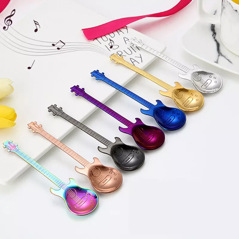 2022New Stainless Steel Guitar Shaped Love Coffee Spoon Teaspoon Children Spoon New Beautiful 7 Colors Coffee Tea Use
2022New Stainless Steel Guitar Shaped Love Coffee Spoon Teaspoon Children Spoon New Beautiful 7 Colors Coffee Tea Use