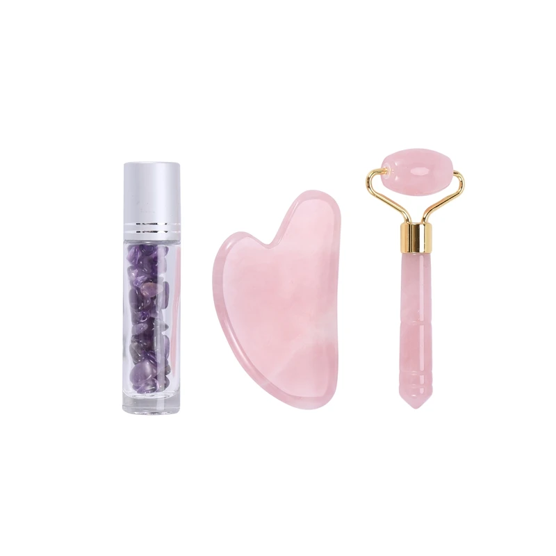 Rose Quartz Jade Roller Gua Sha Board Massager Face Lifting Tool Facial Guasha Massage Gemstone Bottle Kit 
Rose Quartz Jade Roller Gua Sha Board Massager Face Lifting Tool Facial Guasha Massage Gemstone Bottle Kit