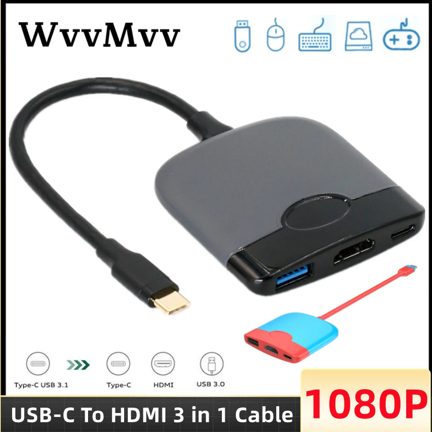USB-C To HDMI 3 in 1 Cable Converter for Samsung Huawei iPad Mac NS USB 3.1 Type C To HDMI 4K USB 3.0 USB 3.2 Adapter Cable
USB-C To HDMI 3 in 1 Cable Converter for Samsung Huawei iPad Mac NS USB 3.1 Type C To HDMI 4K USB 3.0 USB 3.2 Adapter Cable