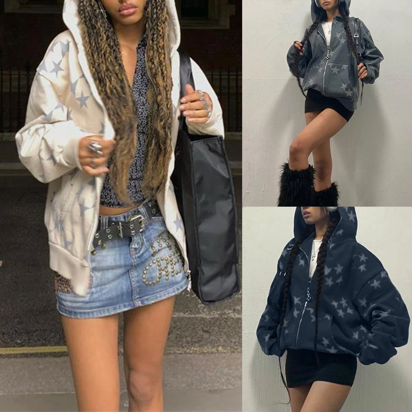Women Oversized Sweatshirt Long Sleeve Star Print Aesthetic Y2K Pockets Jackets Zip Up Harajuku Hoodie Outerwear Tops
Women Oversized Sweatshirt Long Sleeve Star Print Aesthetic Y2K Pockets Jackets Zip Up Harajuku Hoodie Outerwear Tops