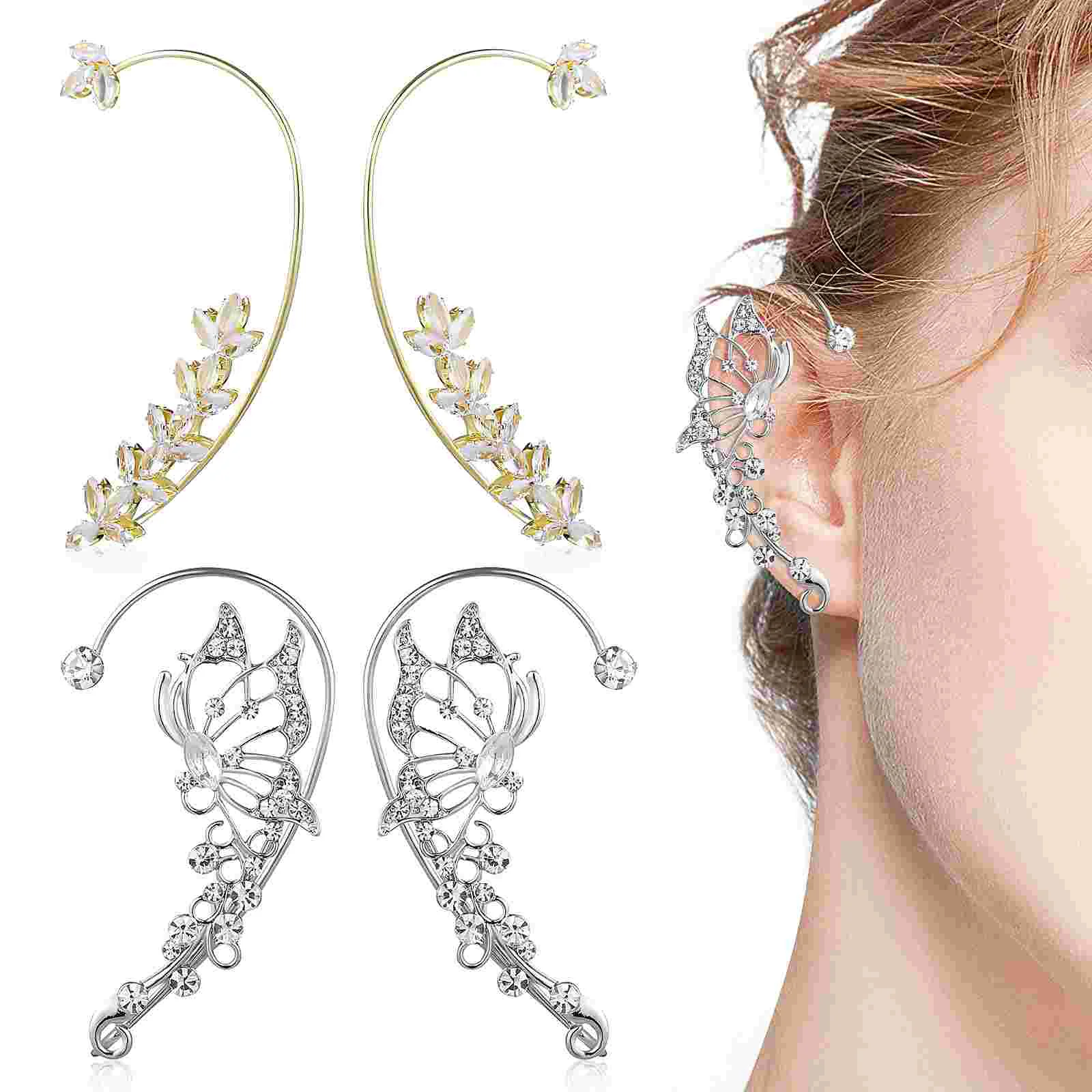 2 Pairs Women Ear Clips No Rhinestone Butterfly Ear Cuff Wrap Around Fake Earrings Jewelry Gift
2 Pairs Women Ear Clips No Rhinestone Butterfly Ear Cuff Wrap Around Fake Earrings Jewelry Gift