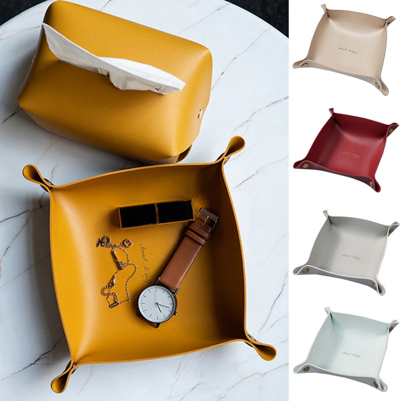 Leather Organizer Desktop Tray Key Plate Home Decoration Organizador Dice Tray Key Wallet Coins PU Leather Folding Storage Box
Leather Organizer Desktop Tray Key Plate Home Decoration Organizador Dice Tray Key Wallet Coins PU Leather Folding Storage Box