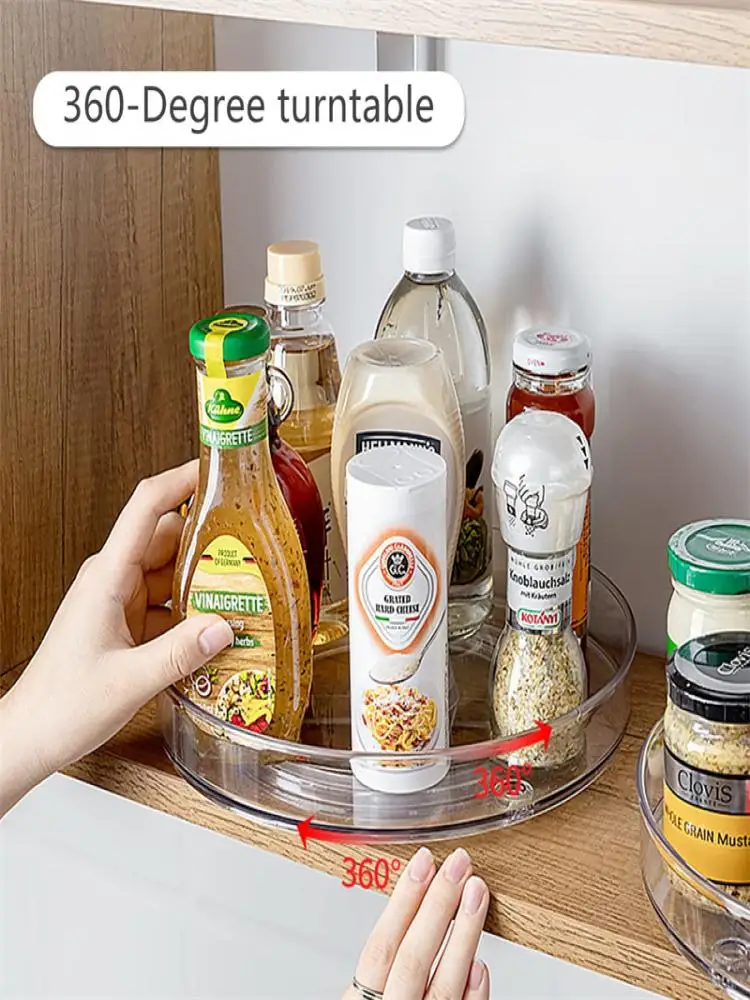 360 Rotation Cabinet Turntable Organizer Storage Spice Rack Drink Cosmetic Storage Rack PET Transparent For Kitchen Bathroom 360 Rotation Cabinet Turntable Organizer Storage Spice Rack Drink Cosmetic Storage Rack PET Transparent For Kitchen Bathroom