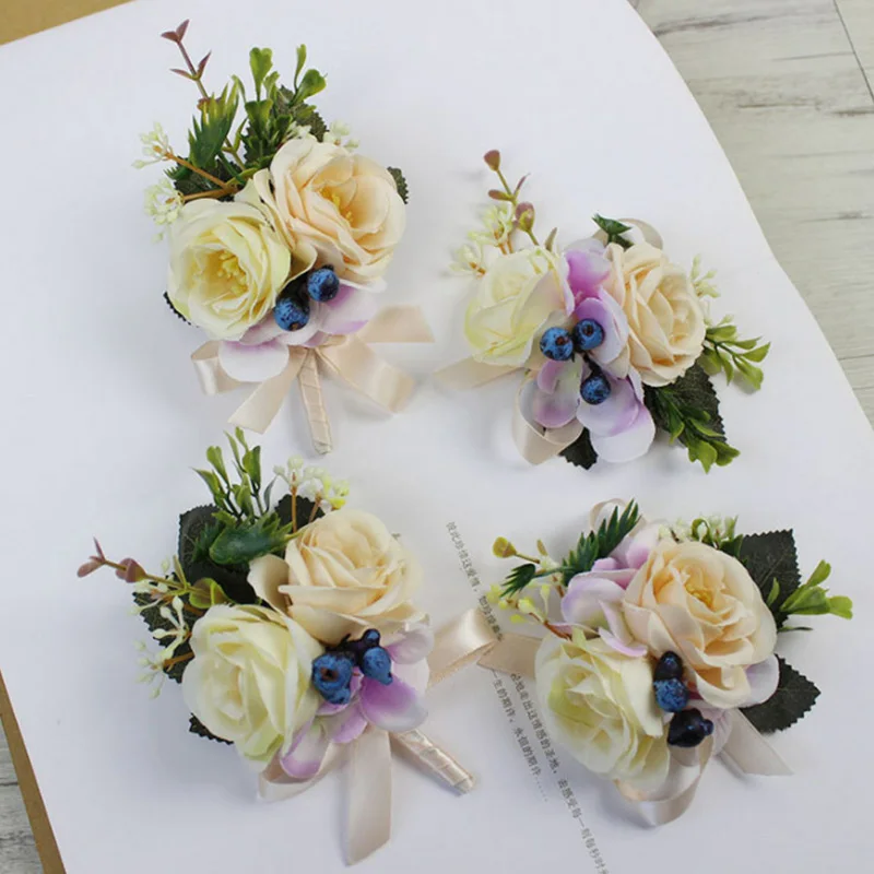 

1 шт. белая синяя искусственная шелковая корсажная роза на запястье браслет с цветком брошь ткань для встреч Декор товары для свадебной вечеринки