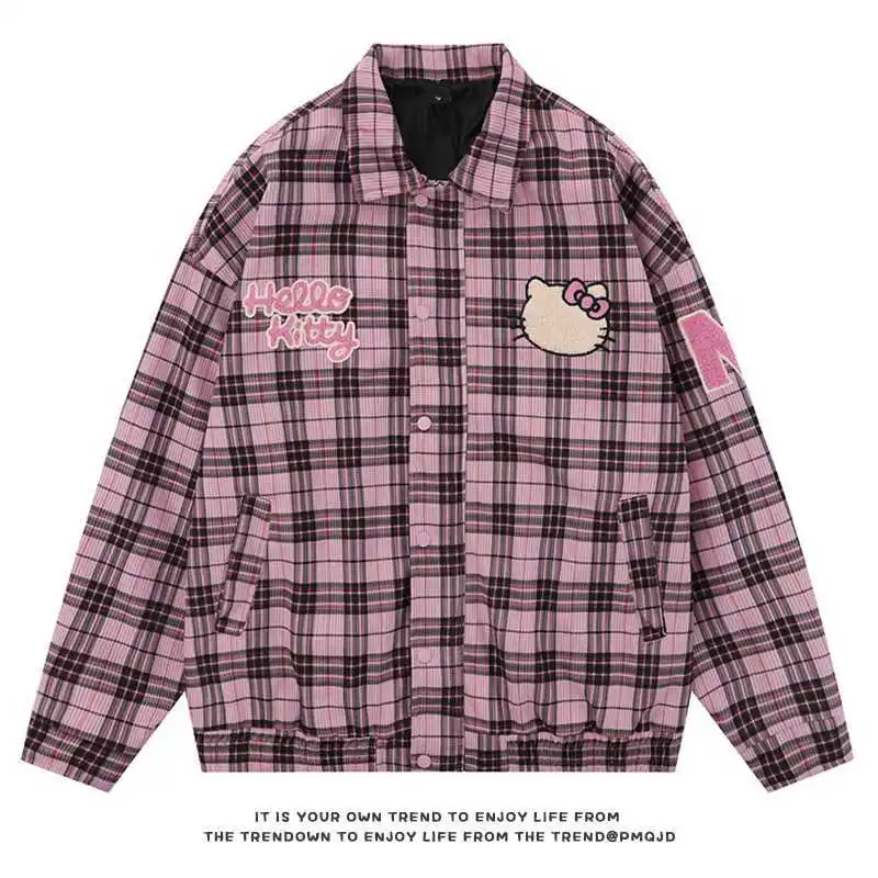 Hello Kitty Japanese Cartoon Kawaii Coat Male Female Plaid Jacket Sweet College Style Trendy Baseball Uniform Autumn Winter Coat
Hello Kitty Japanese Cartoon Kawaii Coat Male Female Plaid Jacket Sweet College Style Trendy Baseball Uniform Autumn Winter Coat