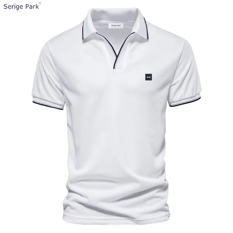 Serige Park 100% Cotton Solid Color Men's Polo Shirts Leisure Deisgn For V Neck Turndown Short Sleeve For Man Anti-shrunk
Serige Park 100% Cotton Solid Color Men's Polo Shirts Leisure Deisgn For V Neck Turndown Short Sleeve For Man Anti-shrunk