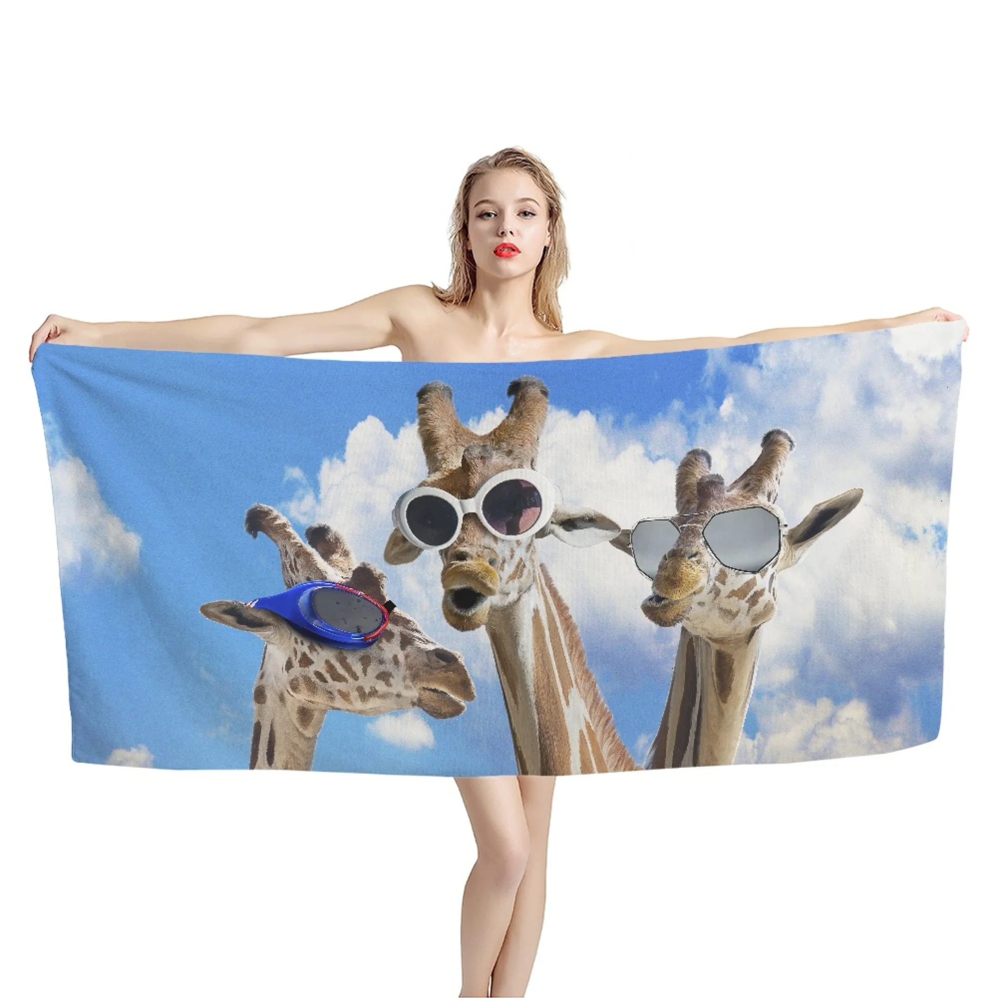 

Пляжные полотенца Giraffes, удобные мягкие абсорбирующие Банные полотенца с милыми мультяшными животными для ванной комнаты, тренажерного зала, йоги, путешествий, искусственное полотенце