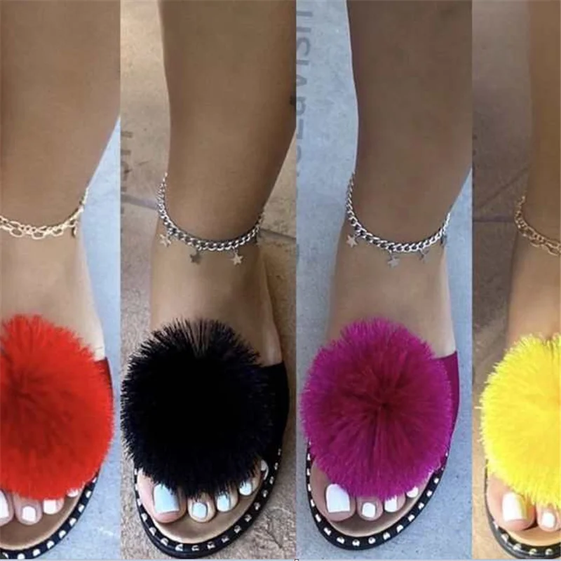 Plus Size 35-43 Hairball Slippers Women Solid Open Toe Slides Outside Candy Colors Sandals Female Light Pompom The Ball Shoes
Plus Size 35-43 Hairball Slippers Women Solid Open Toe Slides Outside Candy Colors Sandals Female Light Pompom The Ball Shoes