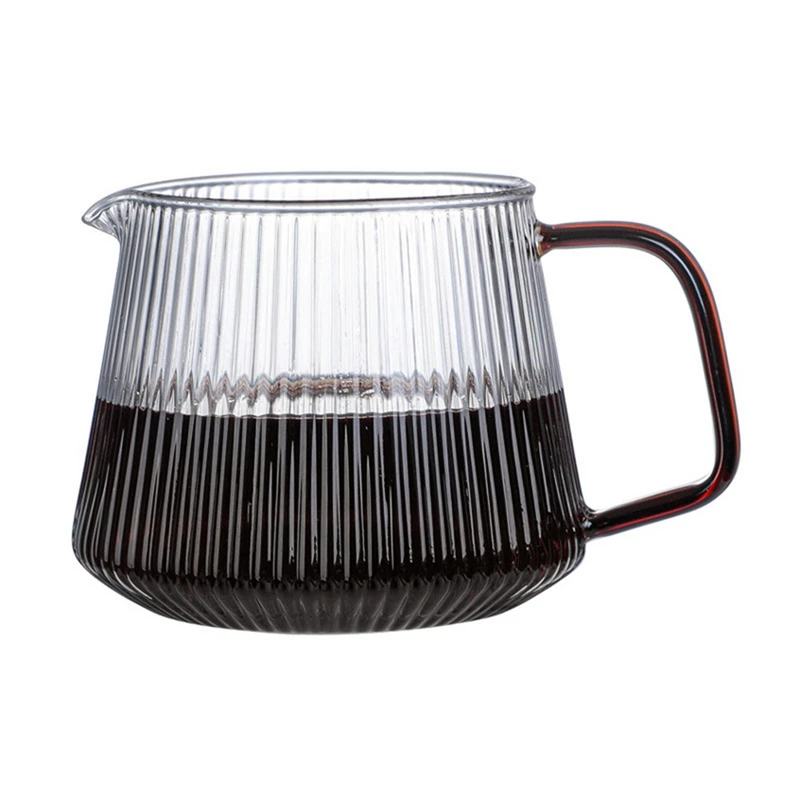 

Pour Over Coffee Server Vertical Stripes Glass Coffee Pot Heat Resistant V60 Drip Coffee Share Pot Barista Kettle