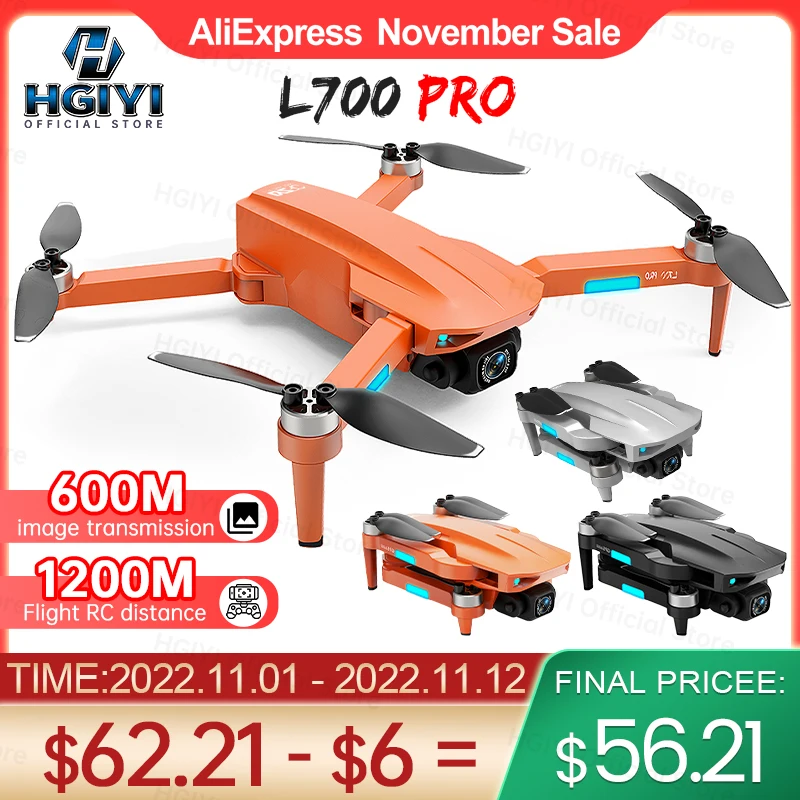 Квадрокоптер HGIYI L700 PRO складной, 4K, GPS, FPV, HD
Квадрокоптер HGIYI L700 PRO складной, 4K, GPS, FPV, HD