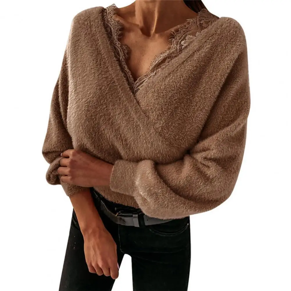 Elegant Pullover Tops Women Cross Wrap V-Neck Women Blouse Long Sleeve See Through Lace Decor Flannel Blouse Streetwear 2022 New
Elegant Pullover Tops Women Cross Wrap V-Neck Women Blouse Long Sleeve See Through Lace Decor Flannel Blouse Streetwear 2022 New