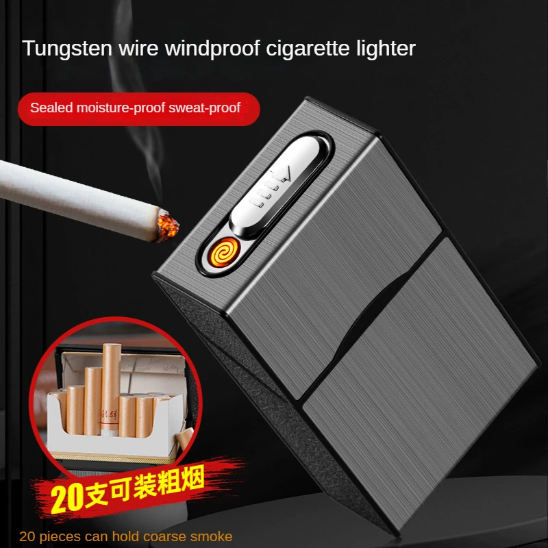 

Зарядное устройство для прикуривателя, 20 сигарет, USB перезаряжаемые электрические Чехлы, портативные ветрозащитные зажигалки, аксессуары для курения, подарки для мужчин
