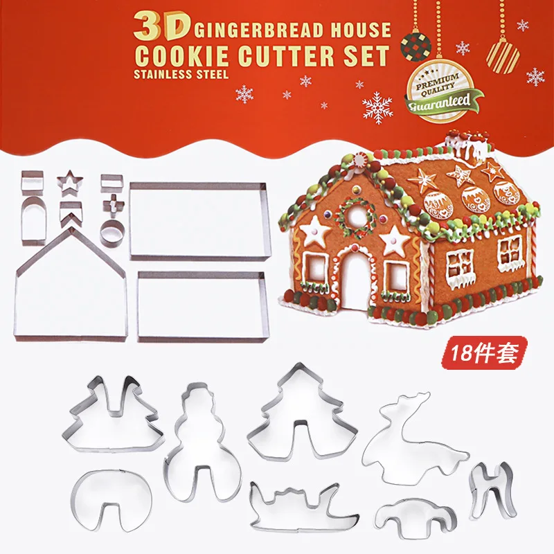 18-piece/set 3D Three-dimensional Christmas Cookie Mould Gingerbread House cookie stamp moldes para galletas
18-piece/set 3D Three-dimensional Christmas Cookie Mould Gingerbread House cookie stamp moldes para galletas