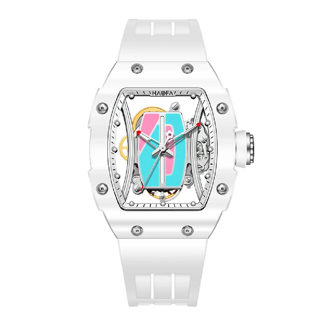 Haofa Ladies Automatic Watch Hollow Colorful Dial Ceramic Bezel Sapphire Waterproof Mechanical Watch Skeleton Women's Watch 1991
Haofa Ladies Automatic Watch Hollow Colorful Dial Ceramic Bezel Sapphire Waterproof Mechanical Watch Skeleton Women's Watch 1991