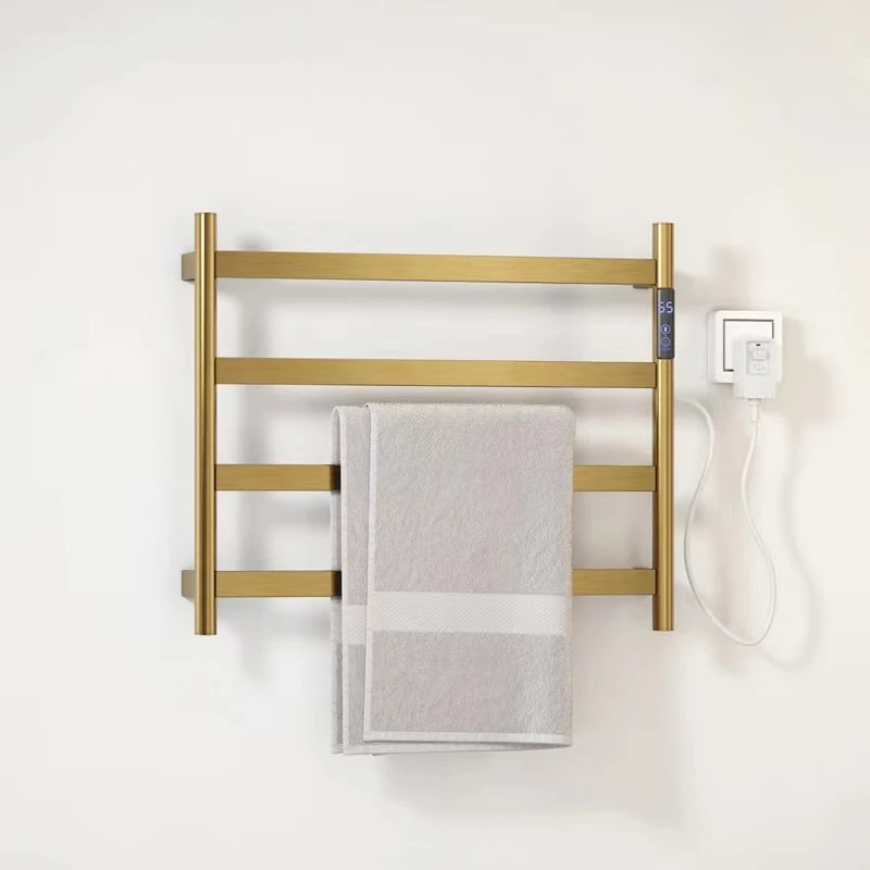 Brushed Gold Electric Towel Rack Stainless Steel Temperature Control Time Smart Home Heated Towel Rack Towel Rack
Brushed Gold Electric Towel Rack Stainless Steel Temperature Control Time Smart Home Heated Towel Rack Towel Rack