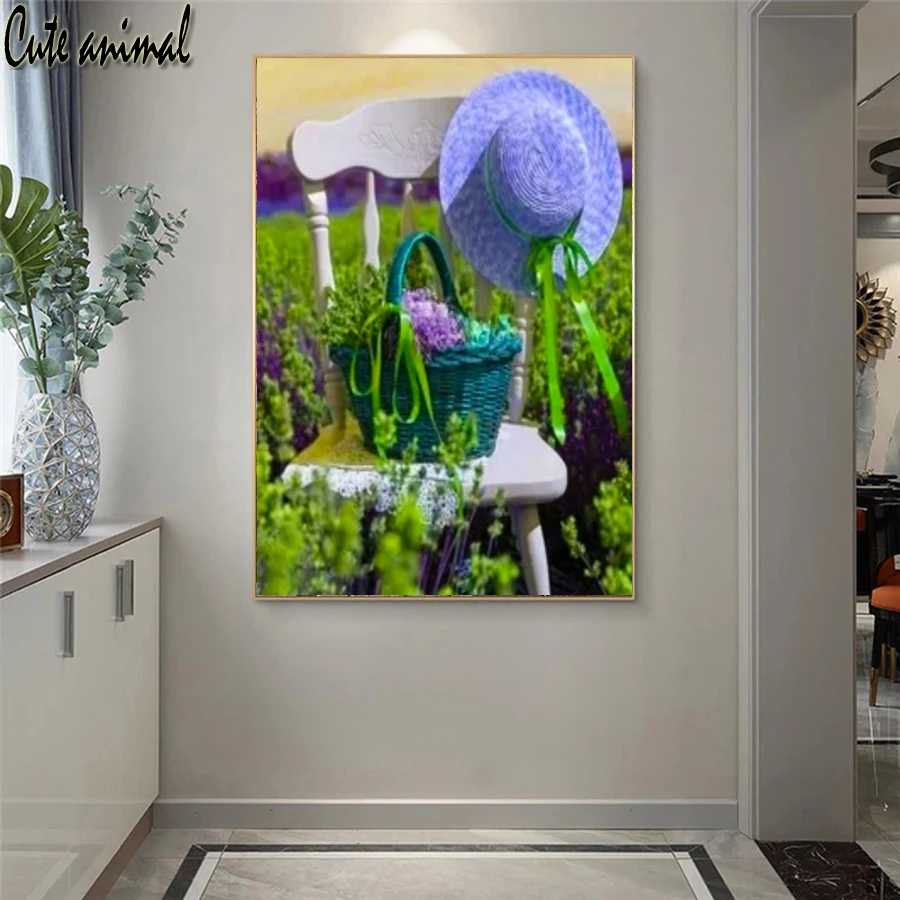 

DIY 5D Diamond Painting Lavender Garden Picture Diamond Embroidery Mosaic Chair Hat Cross Stitch Handcraft Gift Home Decor