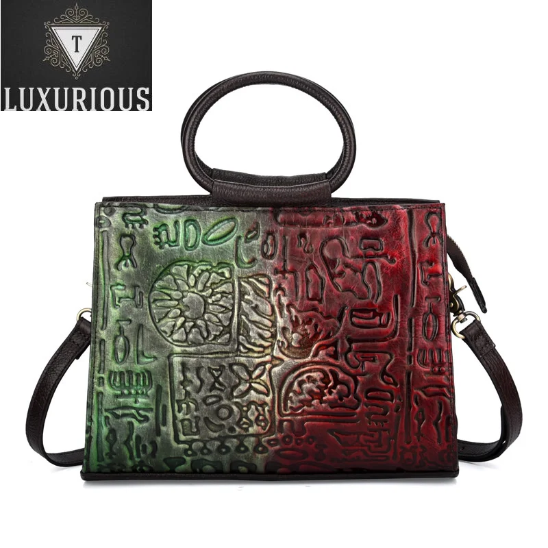 Women Sling Shoulder Messenger Top Handle Bags Genuine Leather Handbag Vintage Designer National Style Embossed Ladies Tote Bag
Women Sling Shoulder Messenger Top Handle Bags Genuine Leather Handbag Vintage Designer National Style Embossed Ladies Tote Bag