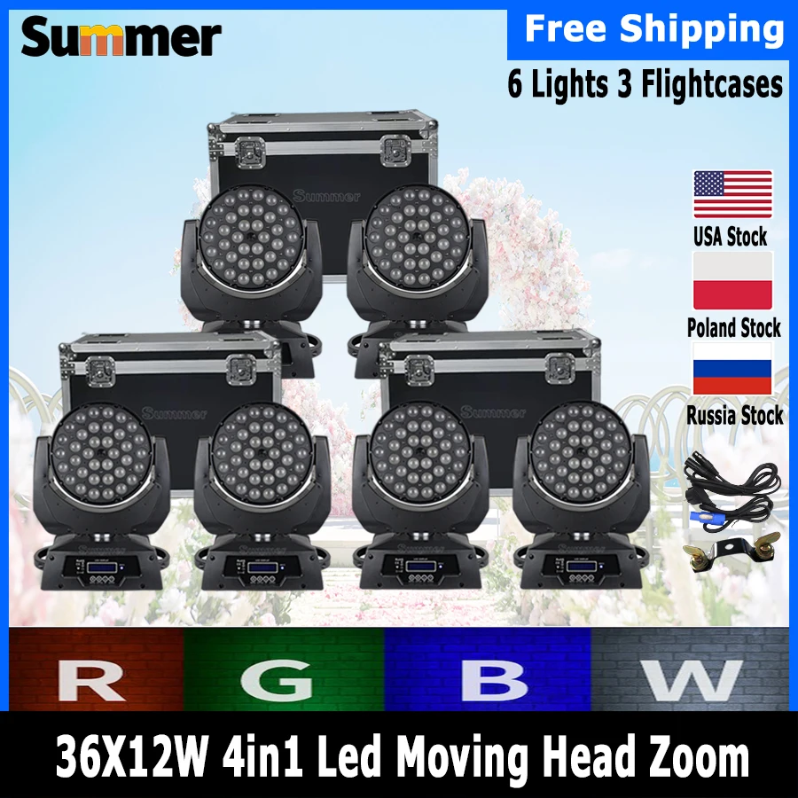 No Tax Flight Case With 6Pcs 36x12W RGBW 4N1 Led Zoom Moving Head Wash Light DMX512 Led Moving Head Wash Effect Lights Sound
No Tax Flight Case With 6Pcs 36x12W RGBW 4N1 Led Zoom Moving Head Wash Light DMX512 Led Moving Head Wash Effect Lights Sound