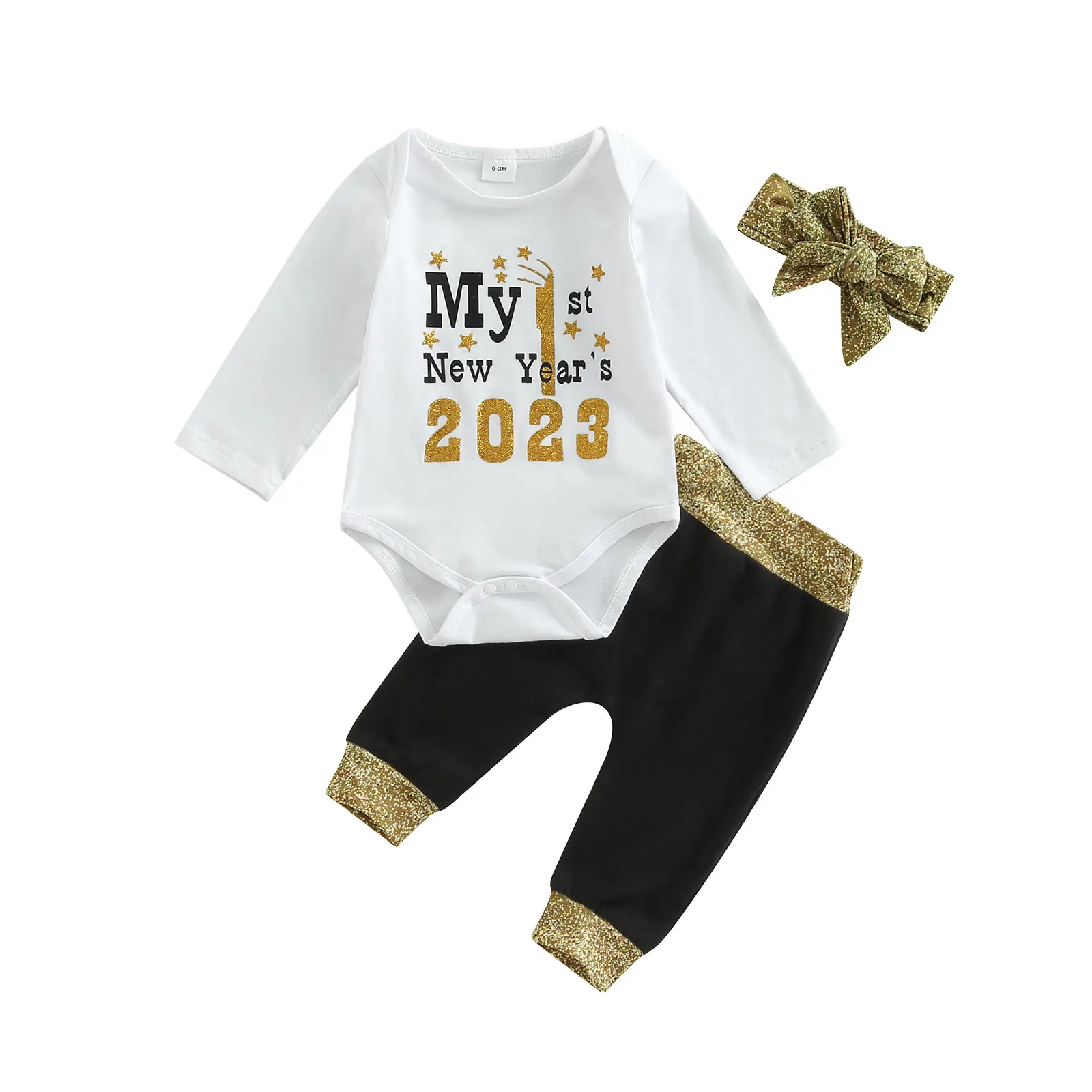 3Pcs Infant Baby Girl New Year 2023 Clothes Set Bodysuit Top Long Pants Headband Spring Outfit 0-18M
3Pcs Infant Baby Girl New Year 2023 Clothes Set Bodysuit Top Long Pants Headband Spring Outfit 0-18M