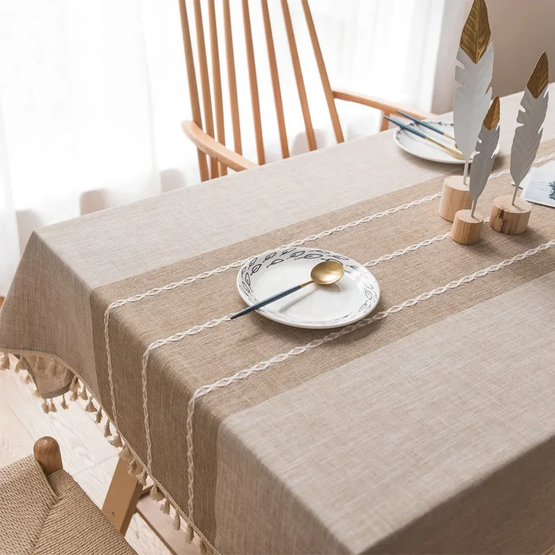 Cotton Linen Tablecloths, Wrinkle Free Anti-Fading Table Cloth, Tassel Rectangle Indoor & Outdoor Dining Table Cover 
Cotton Linen Tablecloths, Wrinkle Free Anti-Fading Table Cloth, Tassel Rectangle Indoor & Outdoor Dining Table Cover