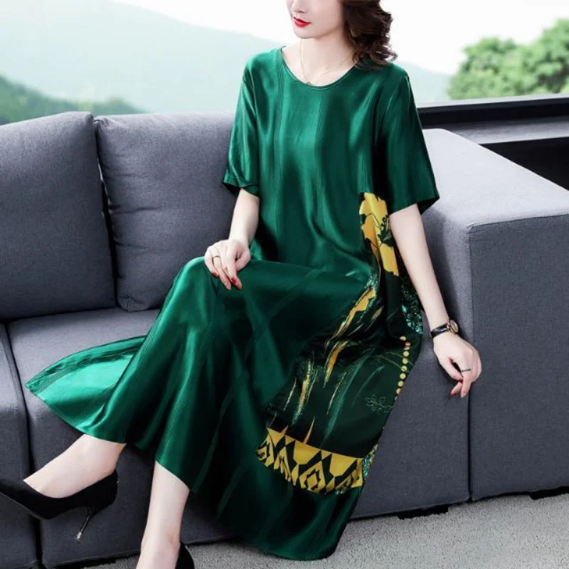 2023 Print Natural Silk Maxi Dresses Summer New Elegant Loose Waist Plus Size Dress Women Korean Vintage Casaul Party Dress Q722
2023 Print Natural Silk Maxi Dresses Summer New Elegant Loose Waist Plus Size Dress Women Korean Vintage Casaul Party Dress Q722
