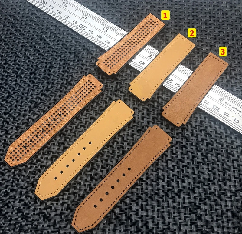 

Ремешок из натуральной кожи для наручных часов, резиновый силиконовый коричневый браслет для Hublot, Big bang, Fusion logo, 25*19 мм