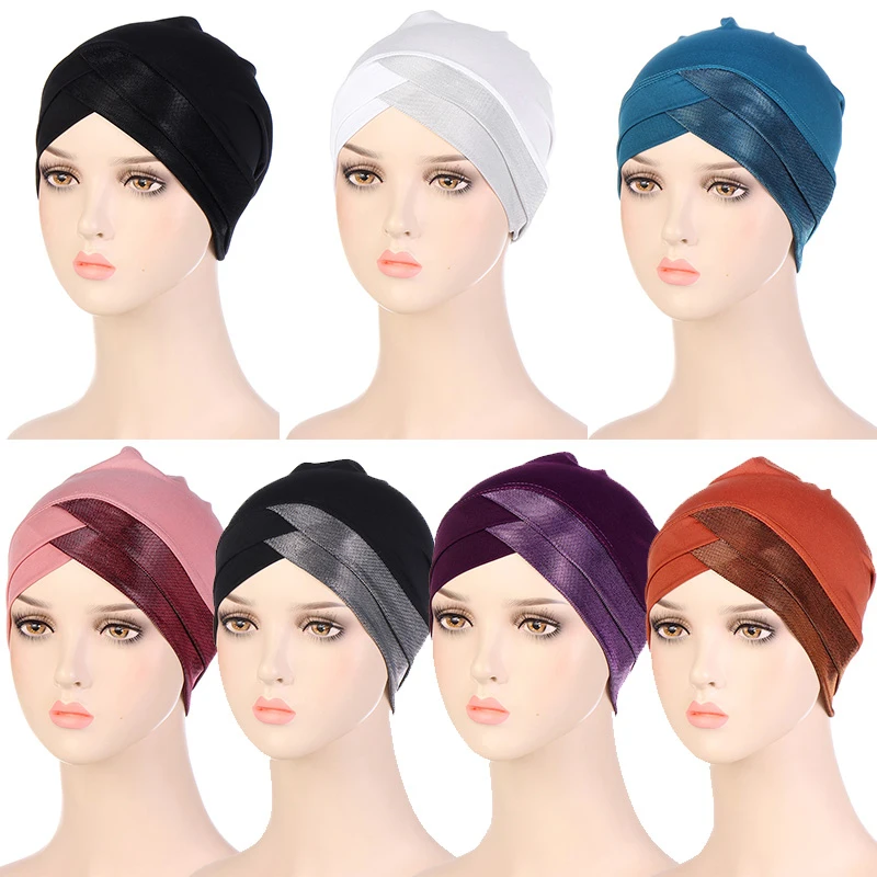 Ladies Forehead Cross Muslim Turban Colorful Simple All-match Stretch Cotton Inner Hijabs High Elastic Bright Silk Indian Hat
Ladies Forehead Cross Muslim Turban Colorful Simple All-match Stretch Cotton Inner Hijabs High Elastic Bright Silk Indian Hat