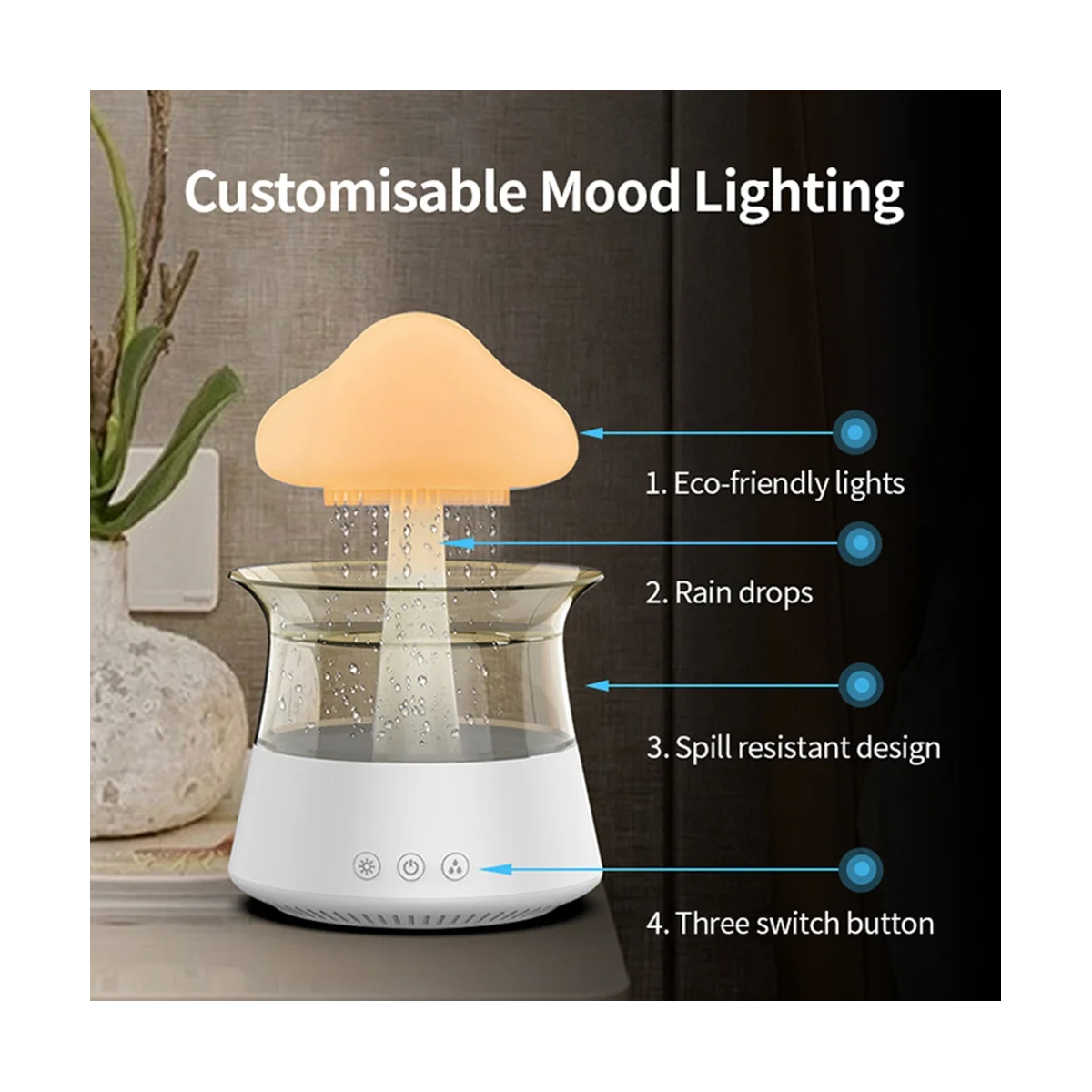 Rain Cloud Humidifier USB Night Light for Room Office AromaDiffuser Water Drop Sound with Remote Control Humidifier-B
Rain Cloud Humidifier USB Night Light for Room Office AromaDiffuser Water Drop Sound with Remote Control Humidifier-B