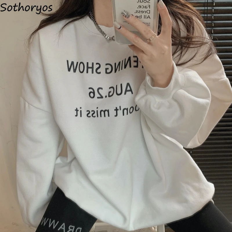 Женские толстовки с буквенным принтом, свободные модные Универсальные толстовки с круглым вырезом для студентов, популярный пуловер в Коре... 
Женские толстовки с буквенным принтом, свободные модные Универсальные толстовки с круглым вырезом для студентов, популярный пуловер в Коре...