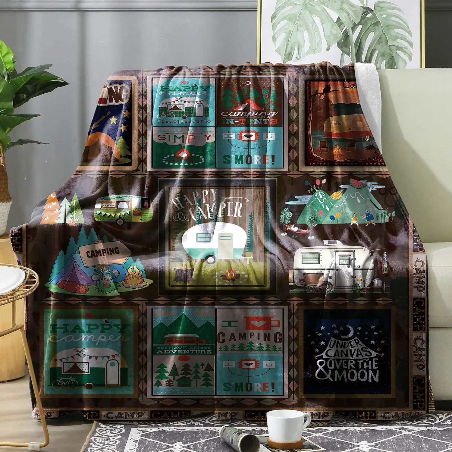 Flannel Fleece Blanket Throws Happy Camper Lightweight Plush Soft Cozy Warm Blanket
Flannel Fleece Blanket Throws Happy Camper Lightweight Plush Soft Cozy Warm Blanket