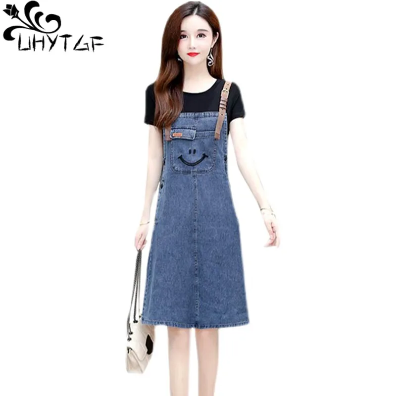 UHYTGF 2022 New Summer Denim Suspender Dress Women Fashion Fake Two-Piece Student Jeans Dresses Korean 5XL Loose Size Clothes 24
UHYTGF 2022 New Summer Denim Suspender Dress Women Fashion Fake Two-Piece Student Jeans Dresses Korean 5XL Loose Size Clothes 24
