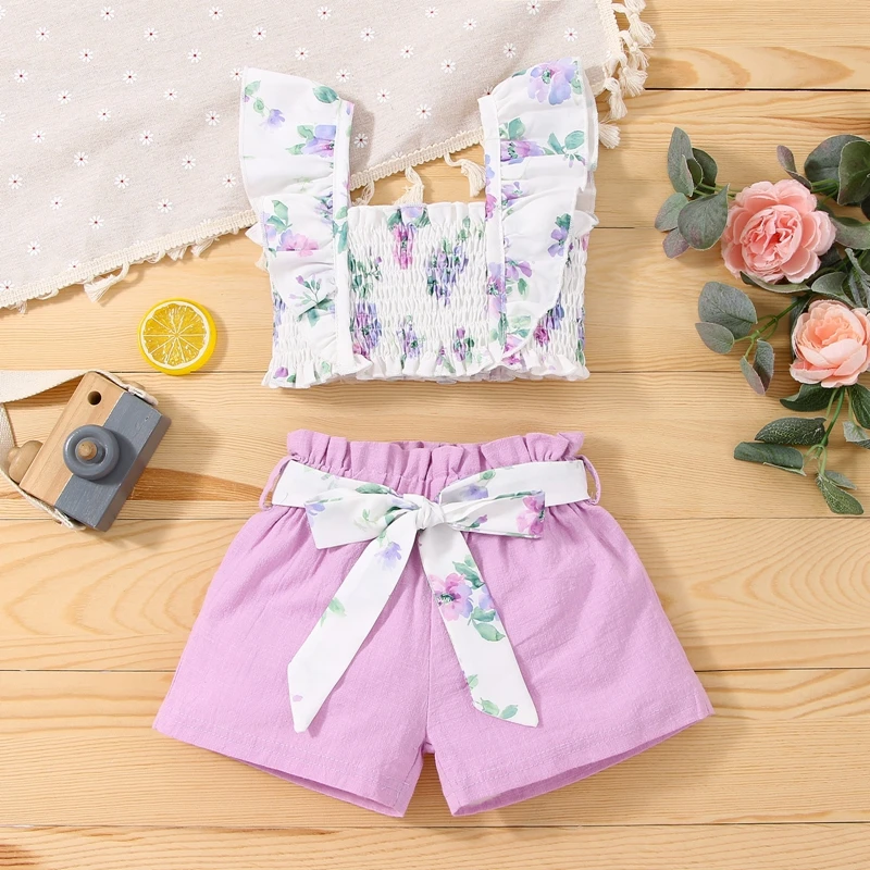 Toddler Baby Girls Clothes Outfit Flying Sleeve Floral Print Ruched Tank Tops with Shorts 2pcs Sets Summer Clothing 9-36Months
Toddler Baby Girls Clothes Outfit Flying Sleeve Floral Print Ruched Tank Tops with Shorts 2pcs Sets Summer Clothing 9-36Months