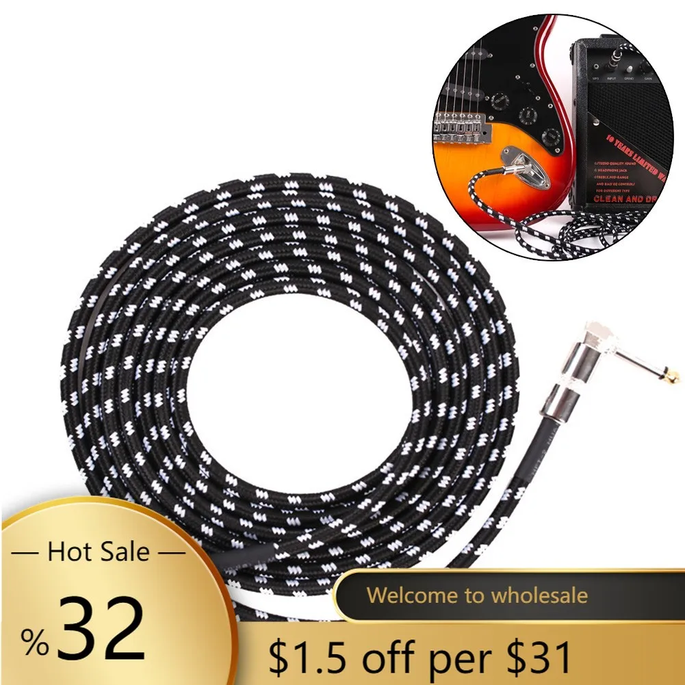 10FT Electric Guitar Lead Cable 6.35mm 1/4" Right Angled Braided Bass Cable Audio Mono Jack Guitar Parts Accessories 300CM
10FT Electric Guitar Lead Cable 6.35mm 1/4" Right Angled Braided Bass Cable Audio Mono Jack Guitar Parts Accessories 300CM