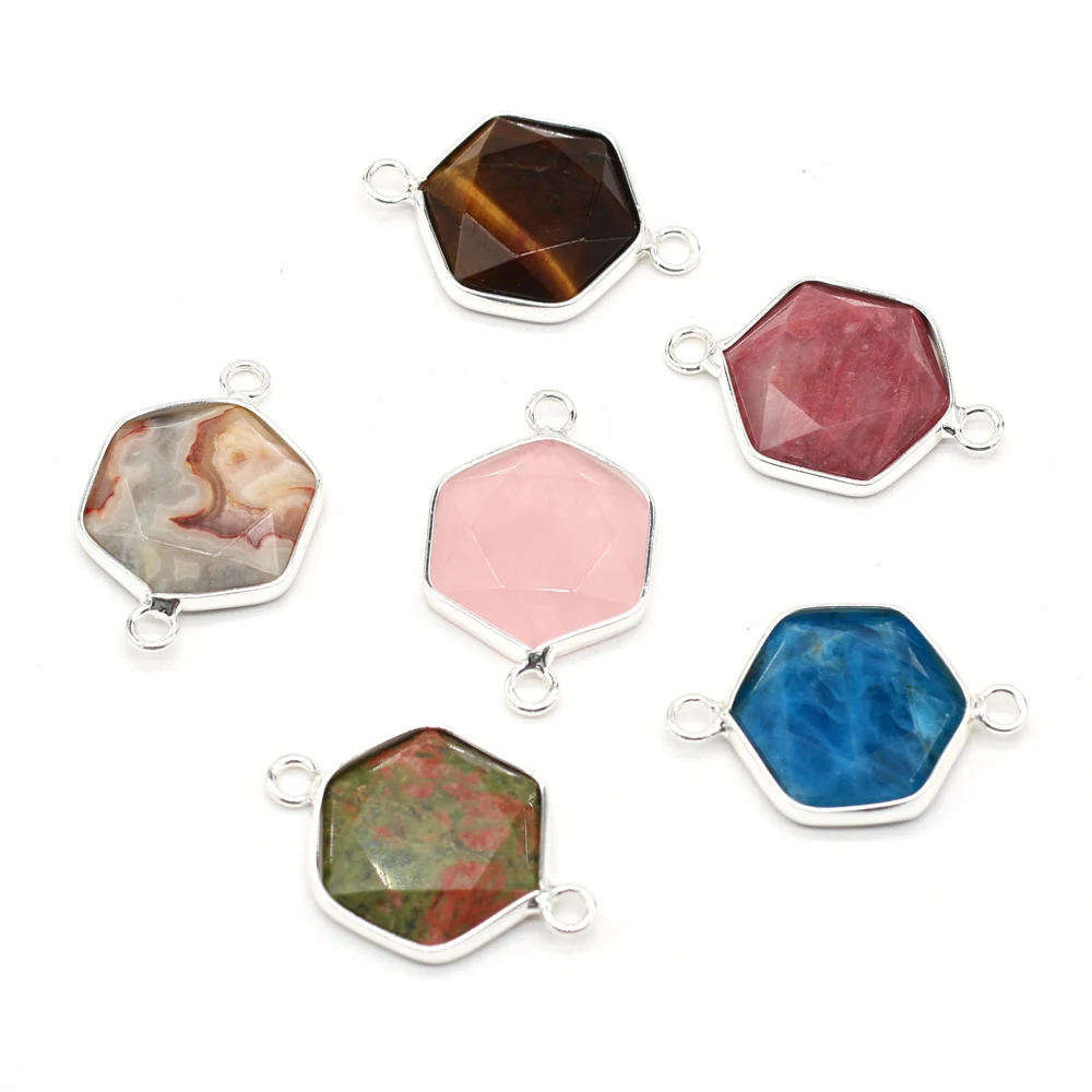 Natural Variety of Gemstones Silver-plated Hexagonal Pendant Boutique Making DIY Fashion Charm Necklace Bracelet Jewelry
Natural Variety of Gemstones Silver-plated Hexagonal Pendant Boutique Making DIY Fashion Charm Necklace Bracelet Jewelry