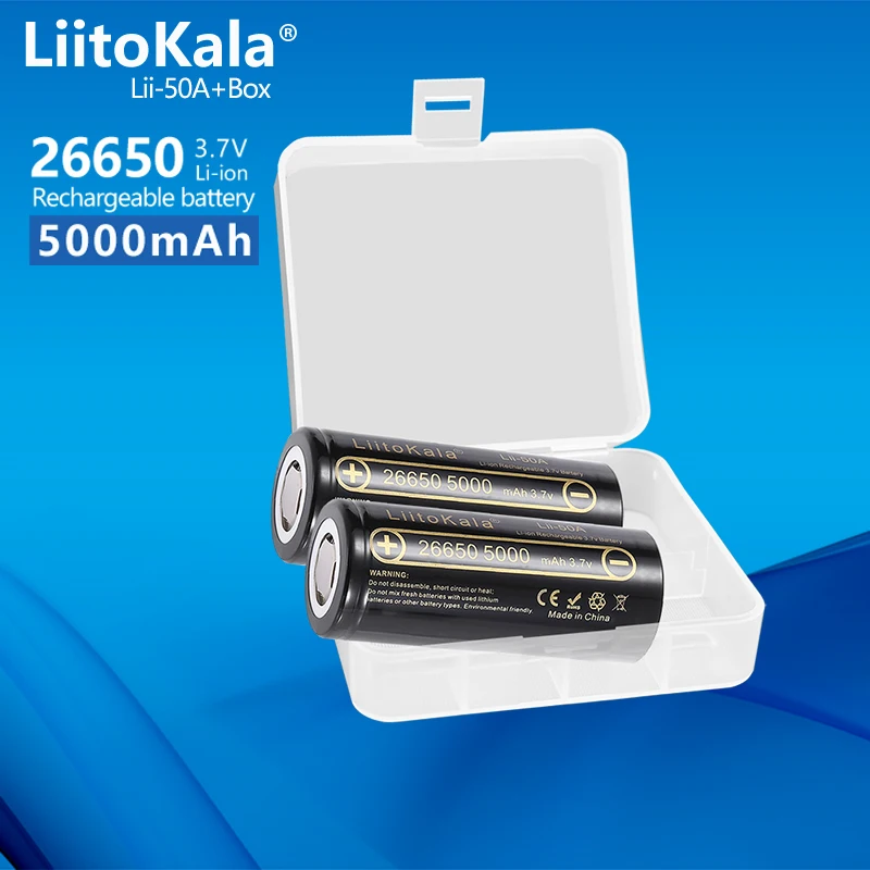 

1-6PCS LiitoKala Lii-50A 3.7V 26650 5000mah Li-ion Rechargeable Battery 26650 battery for flashligh Electric vehicle Tricycle