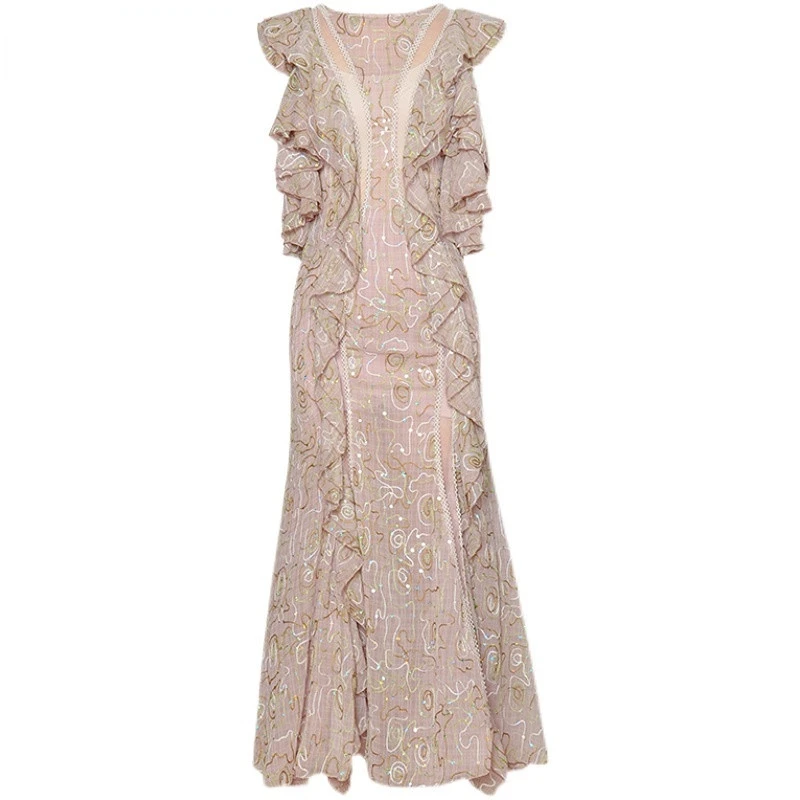 Elegant Dresses For Women 2023 Luxury Designer Evening Summer Midi O-Neck Ruffles Embroidered Sequins Elegant Dress Vestidos
Elegant Dresses For Women 2023 Luxury Designer Evening Summer Midi O-Neck Ruffles Embroidered Sequins Elegant Dress Vestidos