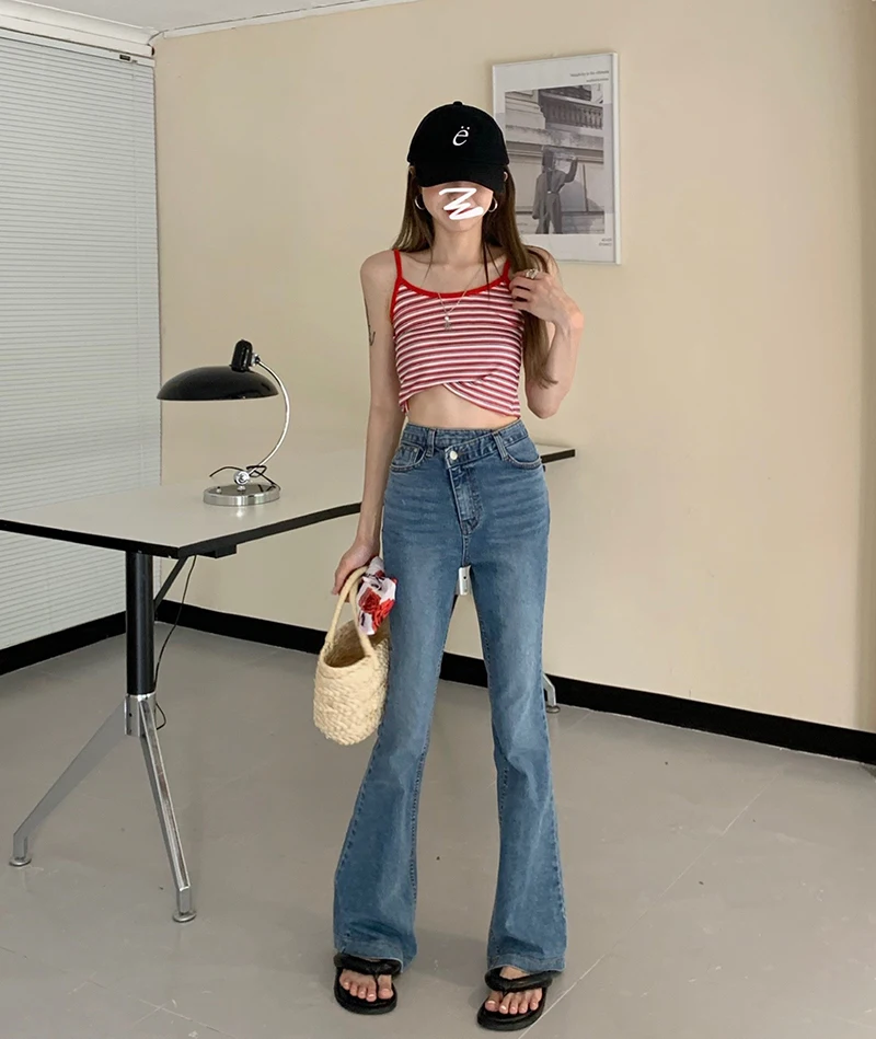 N1106 New irregular high waist stretch denim mopping pants women's retro slim trousers jeans
N1106 New irregular high waist stretch denim mopping pants women's retro slim trousers jeans
