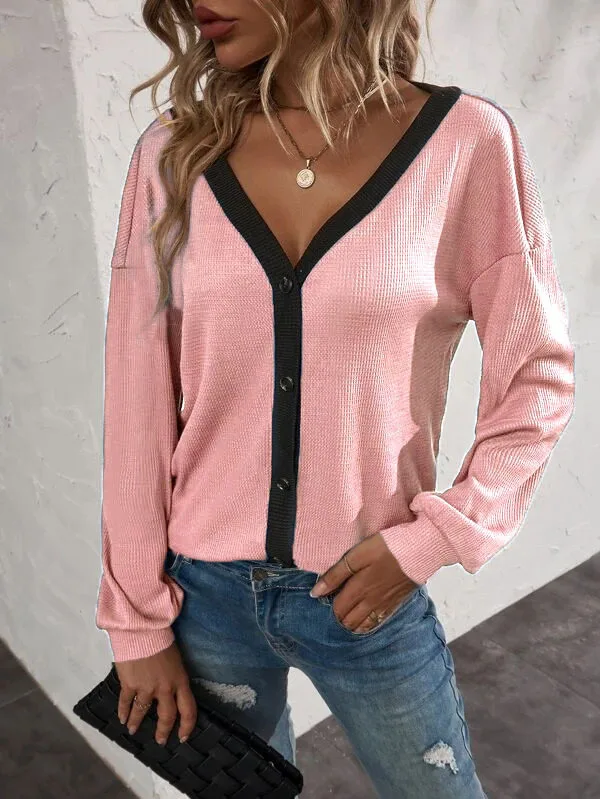 Women Knitted Sweater Cardigan Patchwork Button Long Sleeve Spring Autumn New Fashion Causal Loose V-neck Office Ladies
Women Knitted Sweater Cardigan Patchwork Button Long Sleeve Spring Autumn New Fashion Causal Loose V-neck Office Ladies