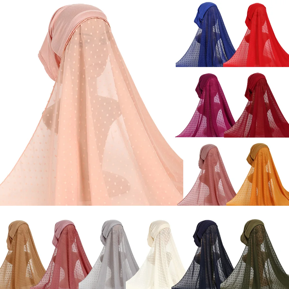 

Instant Hijab with Cap Pom Pom Chiffon Jersey Hijab Bonnet Women Veil Muslim Shawl Wrap Turban Islam Hijabs Hat Scarf Headscarf