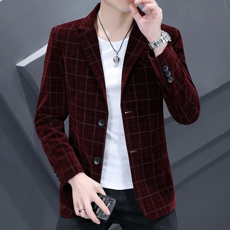 HOO 2022 Men's Autumn and Winter New Gold Velvet Plaid blazer Youth Casual Fashion Double Buckle blazer
HOO 2022 Men's Autumn and Winter New Gold Velvet Plaid blazer Youth Casual Fashion Double Buckle blazer