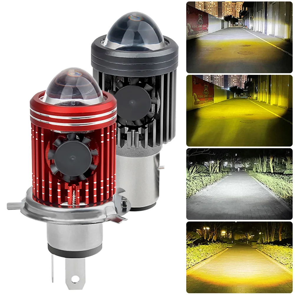 H4/BA20D LED Motorcycle Headlight Bulb Fisheye Lens Spot Light 10000LM High Low Beam White Amber Light With Blue/Red Side
H4/BA20D LED Motorcycle Headlight Bulb Fisheye Lens Spot Light 10000LM High Low Beam White Amber Light With Blue/Red Side