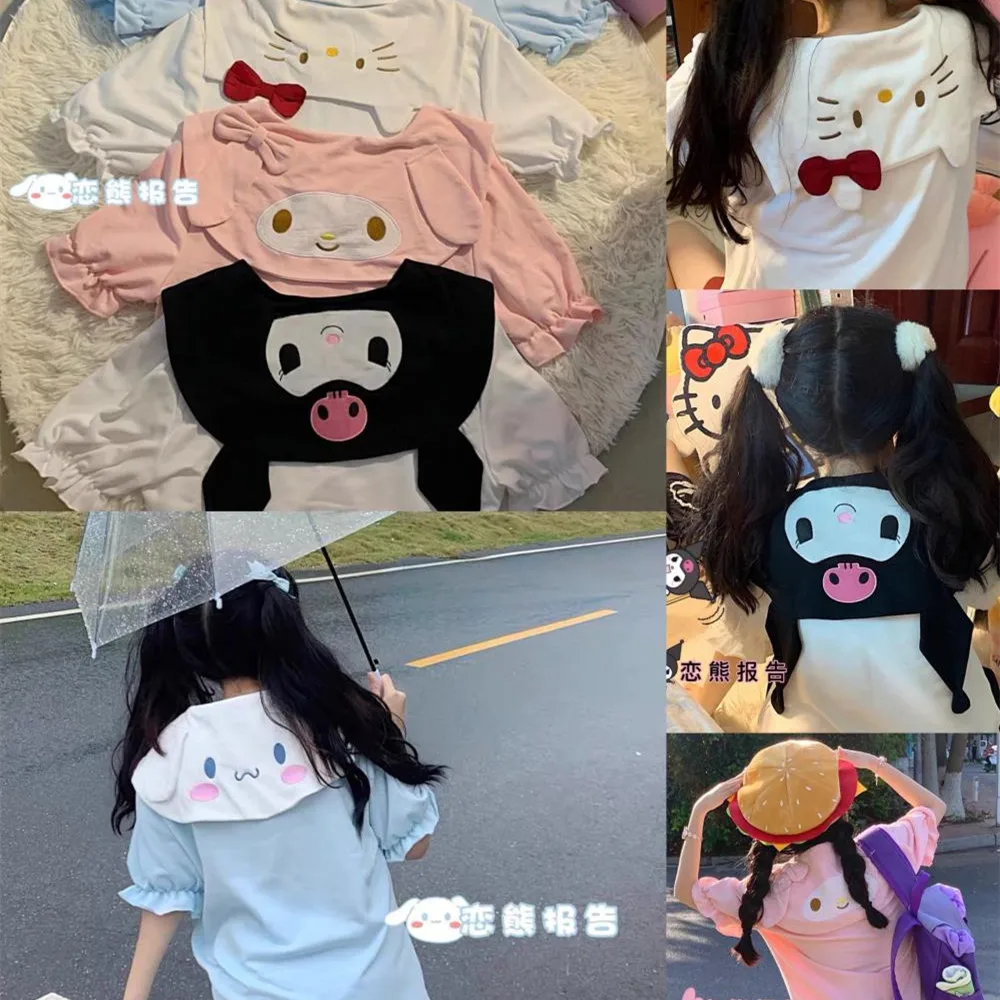 Kawaii Sanriod аниме хобби Mymelody Kitty Kuromi Cinnamoroll японская летняя Женская Студенческая темно-синяя Шея Хлопок с короткими рукавами
Kawaii Sanriod аниме хобби Mymelody Kitty Kuromi Cinnamoroll японская летняя Женская Студенческая темно-синяя Шея Хлопок с короткими рукавами